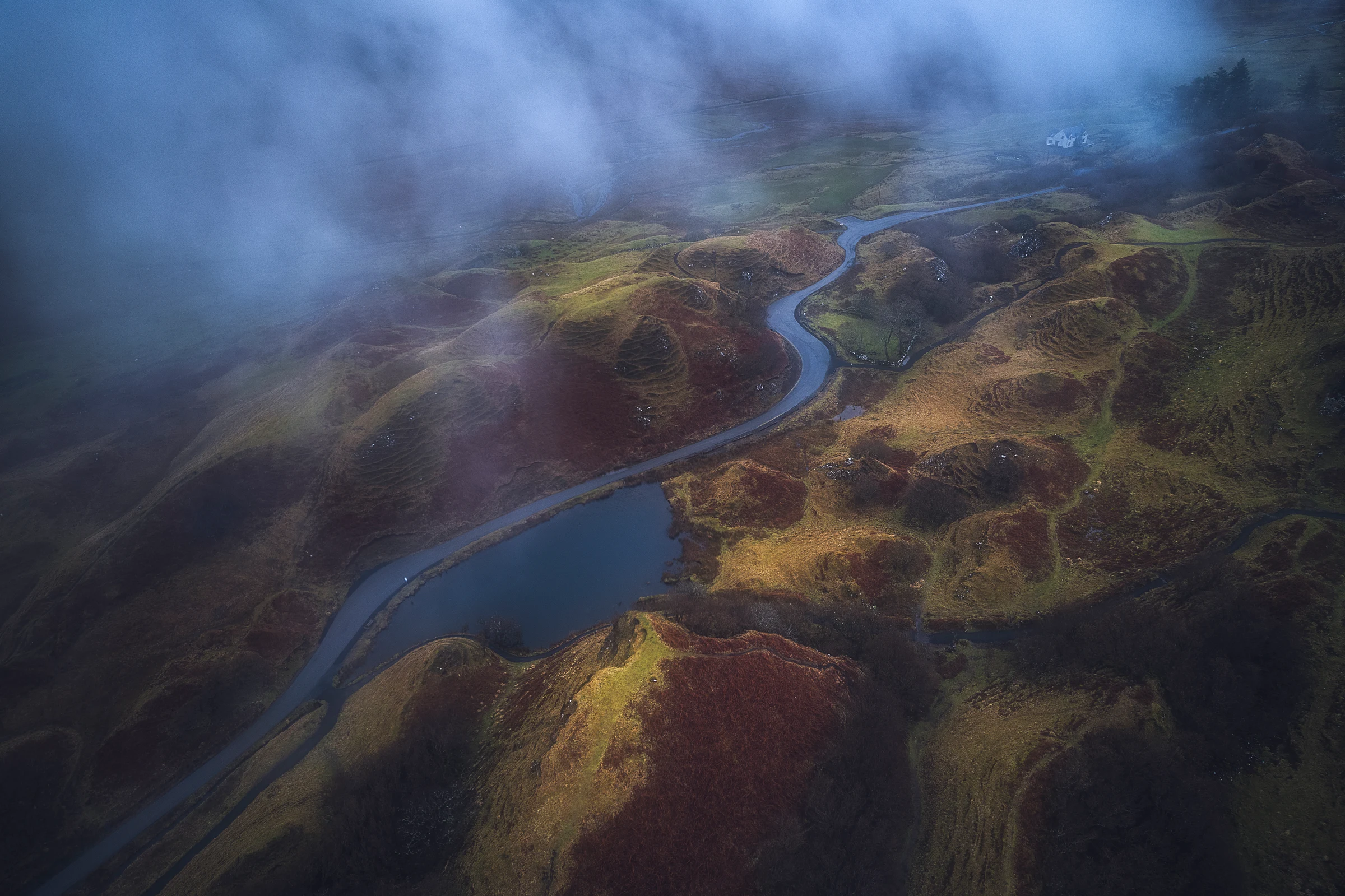 Foggy Fairy Lights — fine art photograph from the Scotland Drone collection